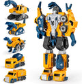 MIEBELY Toddler Robot Construction Vehicles Set – 5Pcs Transforming Robots for Kids - Magnetic Toys with Sturdy Connectors – Easy DIY Assembly Function – 5-in-1 Educational STEM Toys