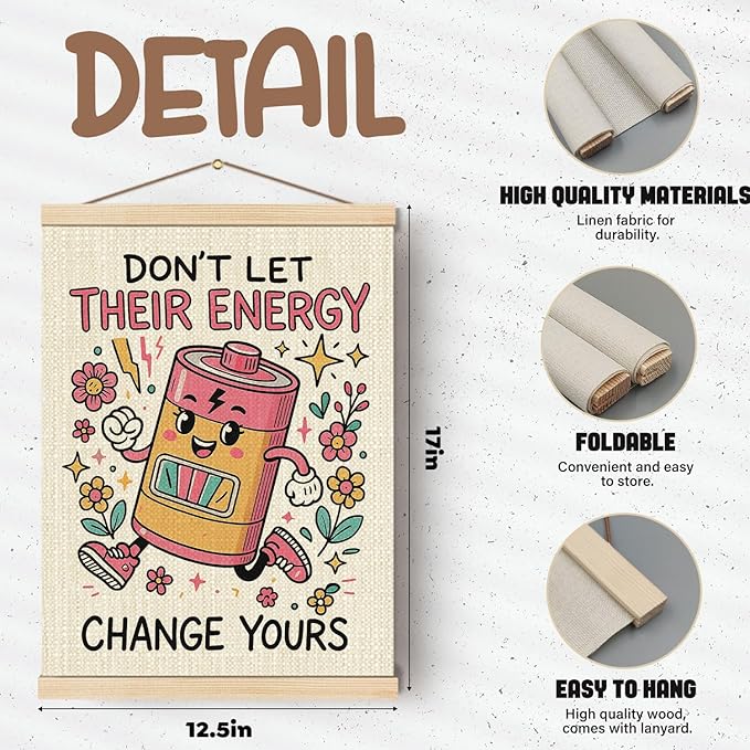Boat Wades Inspirational Mental Health Wall Art Poster Hanger Frame, Therapy Office Decor, Floral Battery Motivational Hanging Wall Decor for Classroom Home Counselor Office, 12x16 Inch
