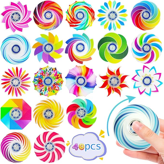 40 Pack Fidget Spinner Toys,Party Favors Supplies Birthday Gifts Goodie Bags Stuffers for Kids Adults,Sensory Toys for Boys Girls Anxiety ADHD Stress Relief,Carnival Treasure Box Toy Classroom Prizes