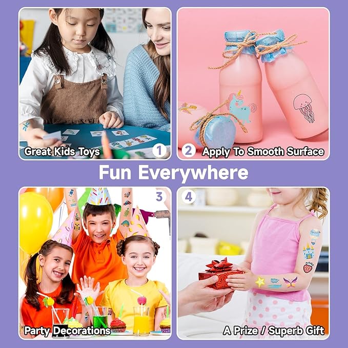EMOME 204 Sheets Temporary Tattoos for Kids, Individually Wrapped Tattoos for Boys Girls Birthday Party Favors Supplies Goodie Bag Stuffers, Waterproof Kids Fake Tattoos Stickers