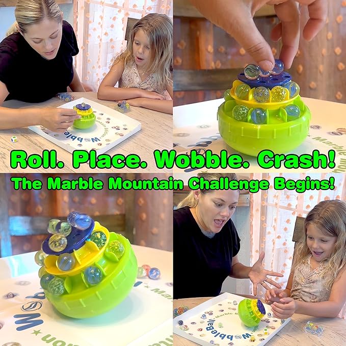 Funwares WobbleBall 3-Tier Marble Balance Game, 40 Marbles Included, Skill & Dexterity Games for Kids & Adults, Family Party Game for 1-4 Players, Ages 6+