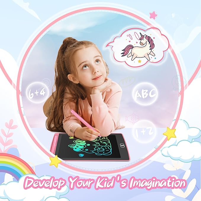2 Pack LCD Writing Tablet for Kids, 12.5 inch Colourful Doodle Board Erasable Drawing Tablet for Kids, Educational Learning Travel Toys Birthday Christmas Gifts for 3 4 5 6 7 Girls Boys(Pink+Blue)