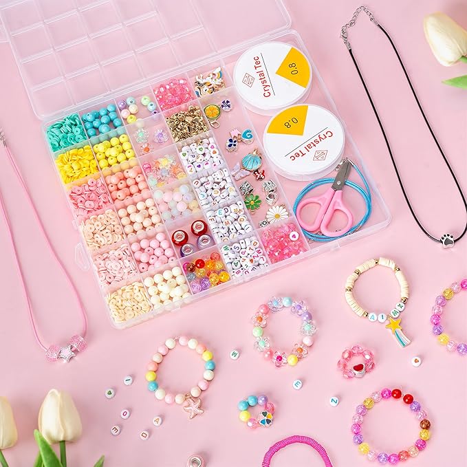Accevo Unicorn Gifts for Girls, Bracelet Making Kit, 1370PCS Charm Jewelry Making Kit, Gifts for Teenage Girls Toys Age 5 6 7 8 9 10, DIY Arts and Crafts for Kids, Girl Birthday Christmas Presents