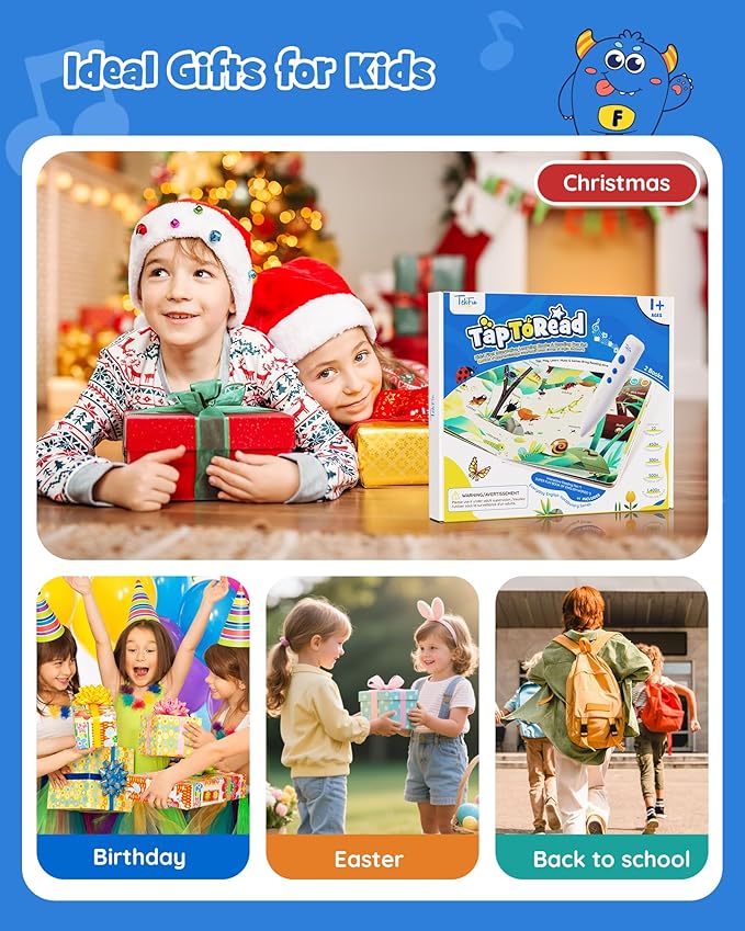 TEKFUN Talking Pen Books Set, Nursery Rhymes Toys for Toddlers, Learning Interactive Toys, Educational Electronic Sound Books for Preschoolers, Autism Sensory Toy for Boys Girls 2 3 4 5