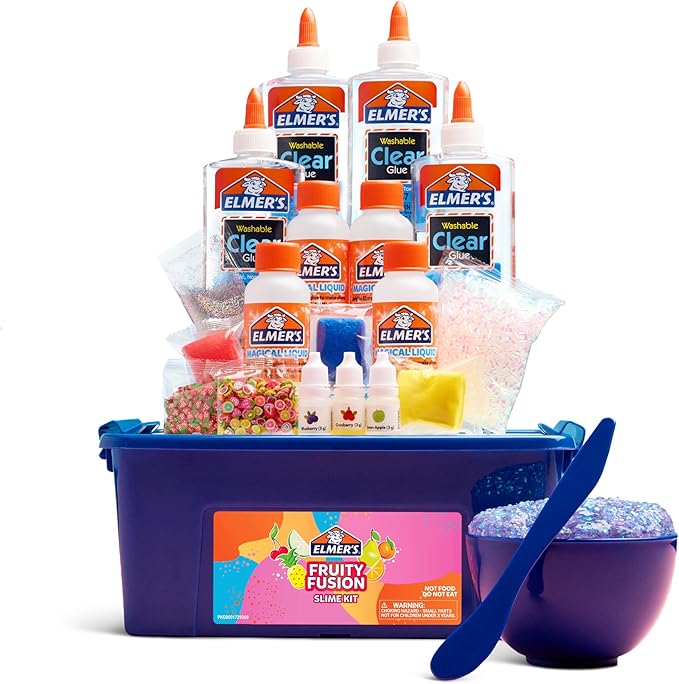 Elmer's Fruity Fusion Slime Kit, Includes Elmer's Clear Glue, Magical Liquid Slime Activator, Clay Color Pigments, Scents, Mixing Bowl, Spoon, 20 Piece Kit