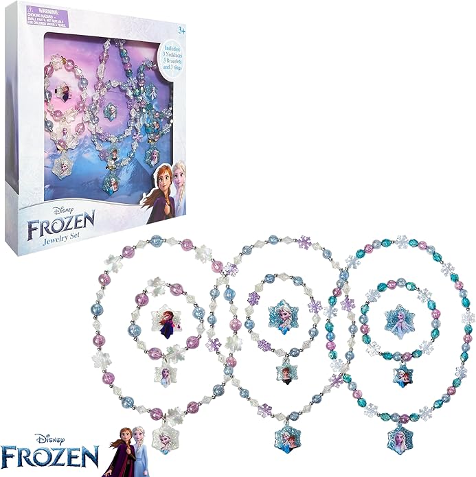 LUV HER Girls Jewelry Set - Dress Up Toy Jewelry Box Set with Bead Necklaces, Bracelets, and Rings - Frozen Play Accessories - Ages 3+