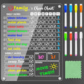 PigPotParty Acrylic Magnetic Chore Chart for Kids on Fridge – 9.5"x12" Daily & Weekly Dry Erase Chore Board with 8 Fine Tip Markers and 1 Towel – Responsibility Chart with Reward Point System