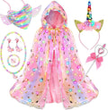 Fedio Princess Dress up for Girls,Unicorn Light up Princess Cape Set,Light up Princess Dress with Unicorn Toys for Girls 3-8 Halloween