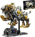 Mechanical Lion Building Block Toy Set Futuristic Mechanical Beast Model with Movable Parts & Gears Premium Mechanical Building Kit with Display Stand, Ideal Gift for Boys & Adults