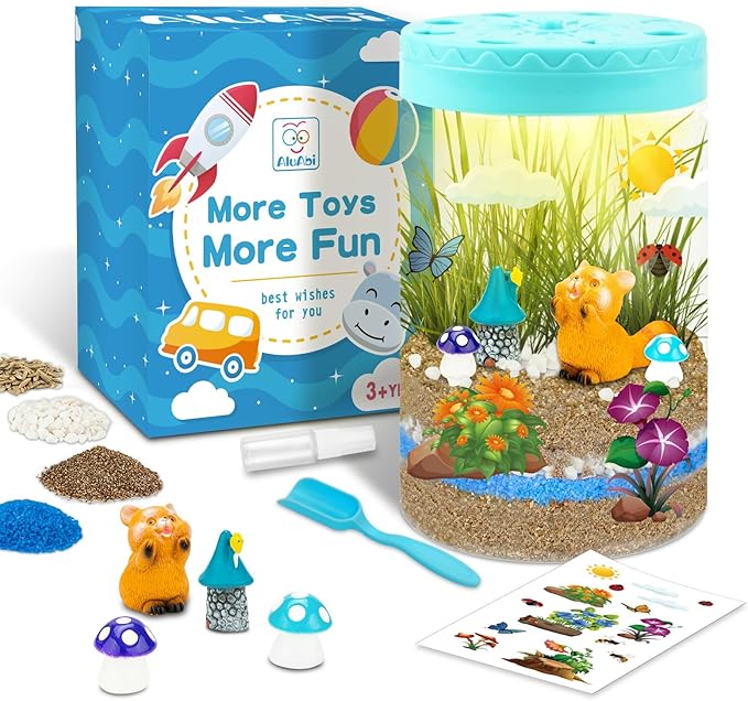 Light Up Terrarium Kit for Kids,Redpanda Gardening Kit for Boys and Girls,Creative Educational Gardening Toy,Arts and Crafts Activity Kits,Birthday Gifts for Ages 4 5 6 7 8-12