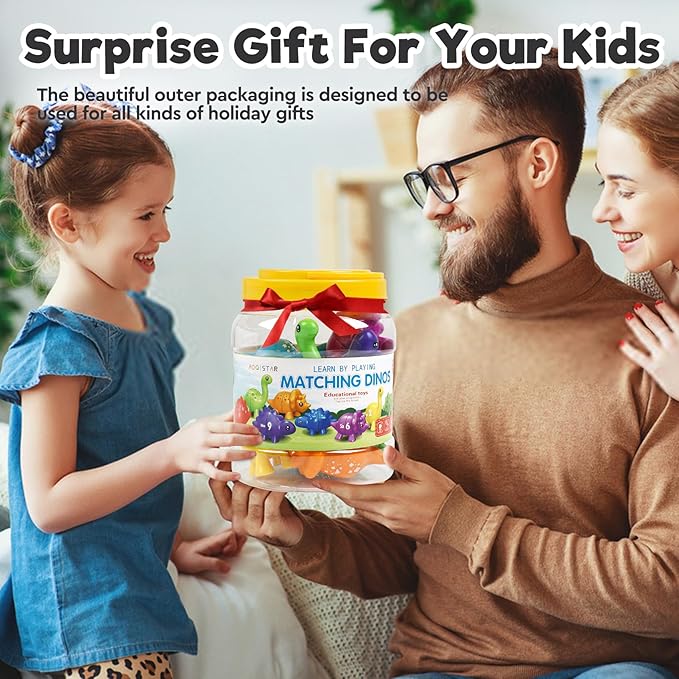 Montessori Matching Dinosaurs Toy, Color and Shapes Recognition, Snap and Pattern Match Game Preschool Learning Toys Homeschooling Activity Class Tool, Birthday Gift for Kids Back to School Goodies