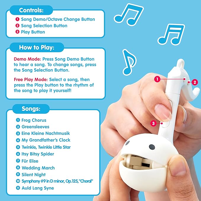 Otamatone [Melody Series Japanese Electronic [MINI Size] Musical Instrument [11 Pre-Programmed Songs] Portable Synthesizer from Japan by Cube/Maywa Denki [English Instruction], White