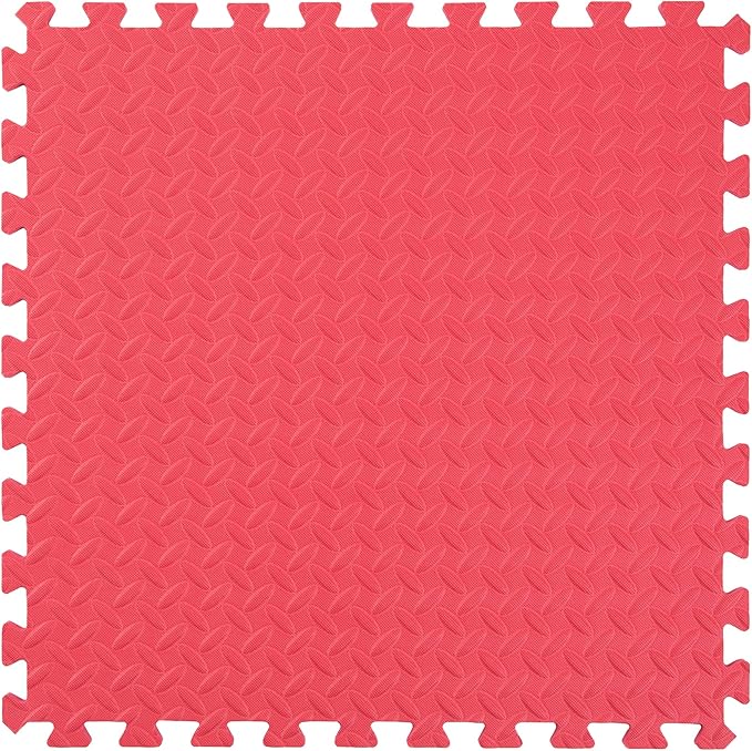 IncStores 1/2 Inch Thick Diamond Soft Foam Flooring Tiles | High-Density Interlocking Foam Tiles for Rugged Style in Your Home Gym, Playroom, and More | Red, 36 Tiles