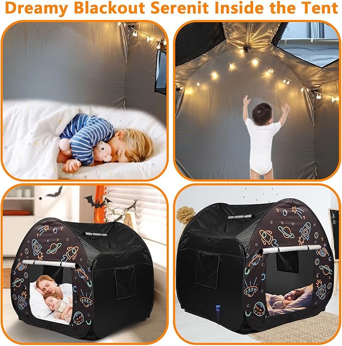 Large Sensory Tent for Kids with Autism- 47x47in Pop-Up Indoor Play Tent with Light for Anxiety Relief and ADHD Support