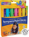 Creativity Street Glide-On Tempera Paint Sticks, 6 Assorted Fluorescent Colors, 5 Grams, 6 Count