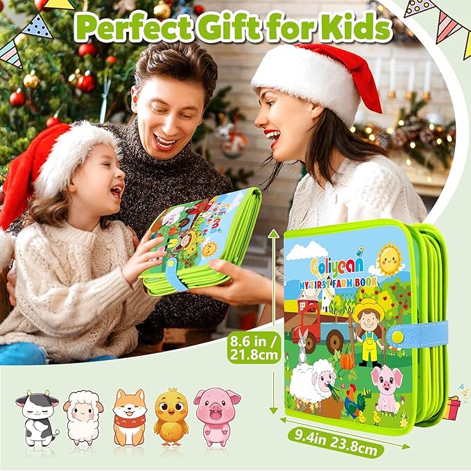 GOLIYEAN Busy Book for Toddlers 1-3 - Busy Board Montessori Toys for 1 Year Old Boy Girl Gifts Toys, Educational Learning Quiet Activity Books Travel Toy for One Year Old Baby Birthday