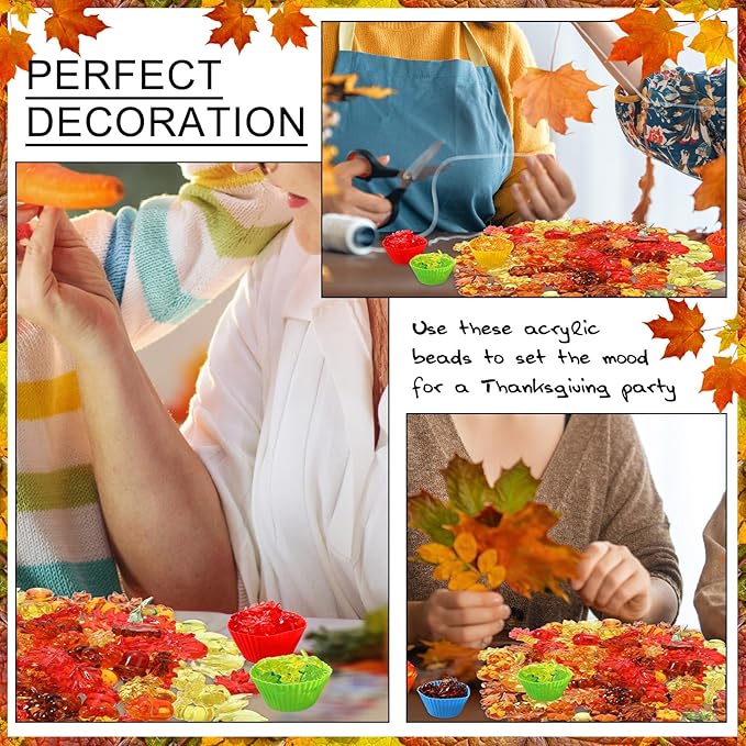 147 Pcs Fine Motor Toys Counting Sorting Fall Decorations, Sensory Bin Filler, 135 Acrylic Fall Leaves Pumpkin 4 Tweezers 2 Scissors Clips 5 Cups Storage Box for Fall, Autumn Thanksgiving Decor