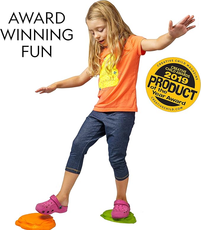NATIONAL GEOGRAPHIC Stepping Stones for Kids – 10 Soft Durable, Encourage Toddler Balance & Gross Motor Skills, Indoor & Outdoor Toys, Balance Stones, Obstacle Course (Amazon Exclusive)