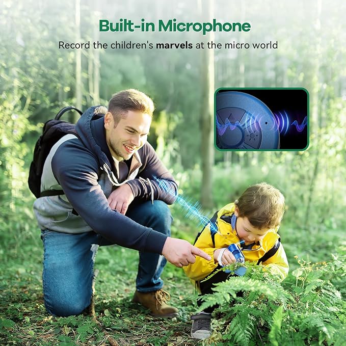 HP20 IPS Microscope for Kids: [3-in-1] [Easy and Fun] 2" Portable Handheld Microscope Miniscope, Pocket Mini Scope Educational Science Kit, Christmas Birthday Gifts for Kids, 32GB, Blue