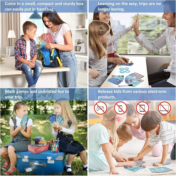 beiens Multi Math Flash Cards, 270 Addition, Subtraction, Multiplication, Division Cards, All Facts 0-12 with 1 Erase Pen 4 Rings, Math Games Set for Kids Age 6+ 3rd 4th 5th 6th Grade