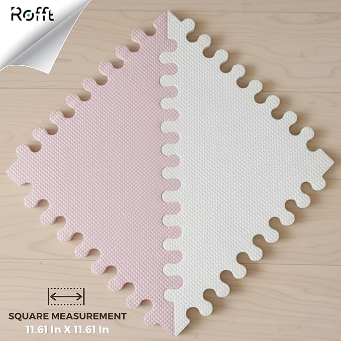 Little fun times Play Mat for Baby Large 72 Pieces, Assembled Total 64 x 64 inch 28,4 SqFt, Interlocking Floor Puzzle, EVA Tiles Playmat for Toddler and Kids, Two Colors Design with Edges.