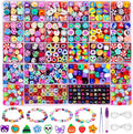 DULEFUN 960pcs Polymer Clay Beads Charms Bracelet Kit 24 Styles Cute Fun Clay Flower Butterfly Heart Animal Letter Pony Beads for Necklace Earring Making Women Girls DIY Accessories