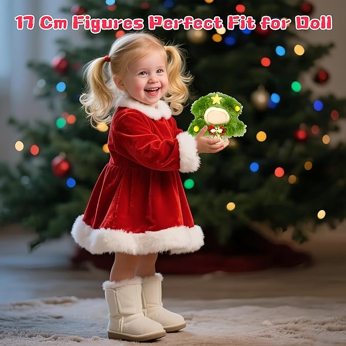17cm Dolls Clothes Set, Christmas Tree Decor Dolls Clothes Outfit, Adorable Dress Up Clothing Set for Doll Accessories, Christmas Decor Gifts for Kids & Girls (No Doll