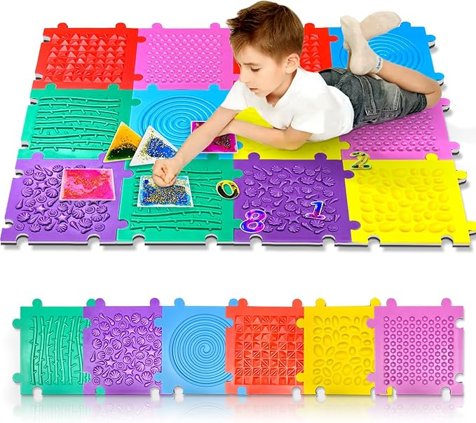 Foam Play Mat for Kids: 6 Pieces Square EVA Foam Interlocking Tile Floor Puzzle Mat, Infant and Toddler Play Mat, Soft Non-Toxic Sensory Floor Tiles for Baby Gym, Nursery, Playroom