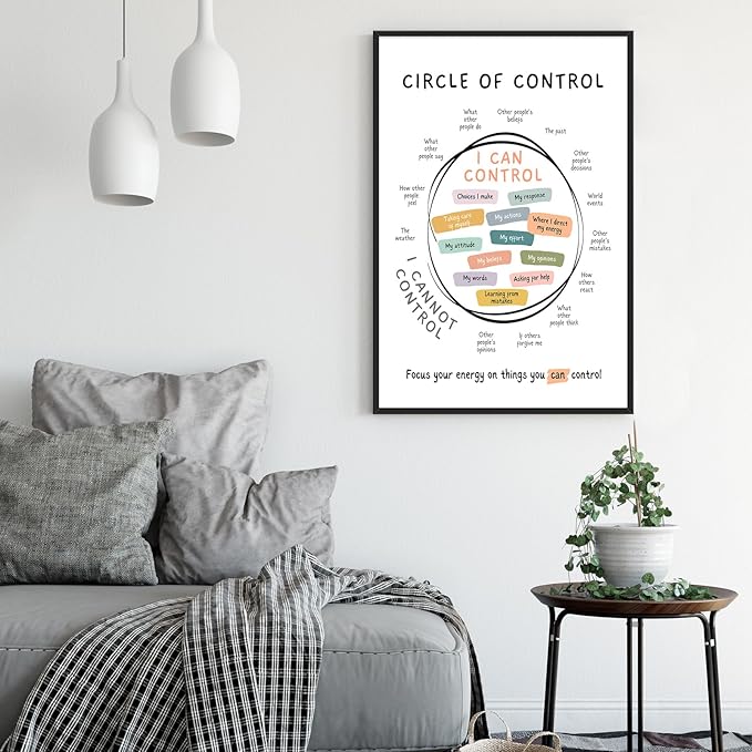 Circle Of Control Poster What I Can And Cannot Control Therapy Office Wall Art Kids Mental Health Poster Calm Down Corner School Decor 24x36in BlackFramed