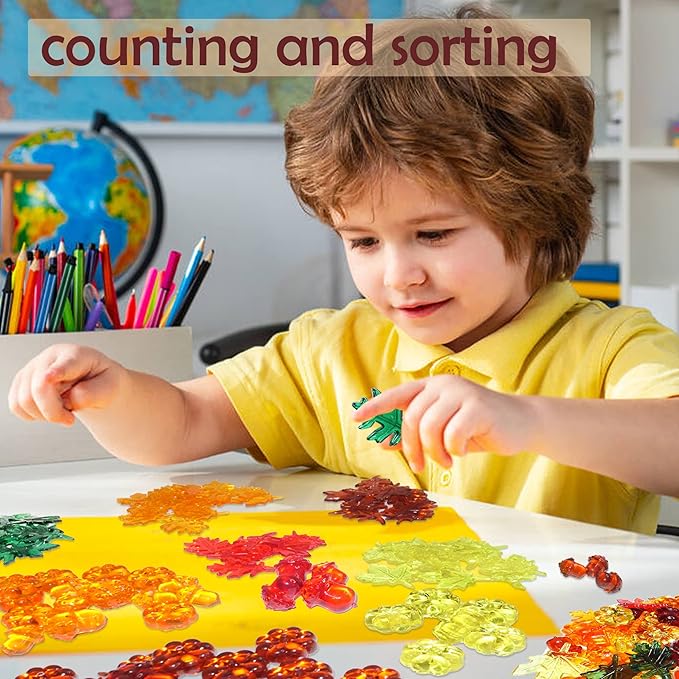 Fall Vase Filler,165 Pcs Acrylic Pumpkin Leaves Acorn Gems Sensory Bin Fillers for Thanksgiving Centerpieces Table Decorations,Table Scatters,Preschool Counting and Thanksgiving Craft