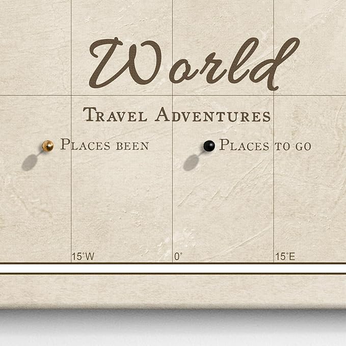 Canvas World Map with Cork Pin Board - English Lettering - Decorative Wall Decoration for All Rooms - Canvas Pictures with World Map Motif (120x80 cm, Pattern 2)