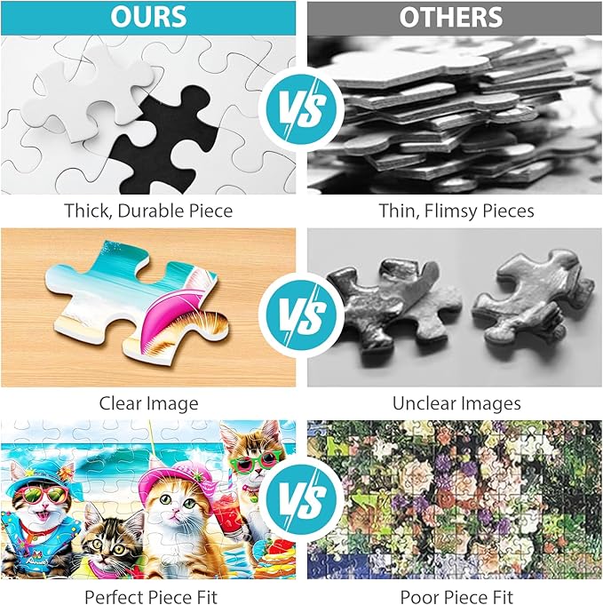 Puzzles for Kids Ages 4-8 6-8 8-10 Year Old and Seniors - Funny Cats Puzzle Beach Kitten Jigsaw Puzzles, 100 Piece Puzzle for Toddler Children Learning Educational Puzzles Toys for Boys and Girls
