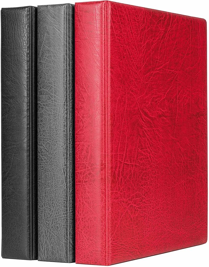 Lighthouse - Coin Album Set with ENCAP 5 Pages for Quadrum Snaplocks, Fits 100 2"x2" Coin Holders - Red