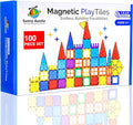 Magnetic Tiles 100 PCS with 2 Cars, Magnetic Tiles for Kids & Toddlers, Toy for 3 4 5 6 7 8 Year Old Boys & Girls, Gift Box