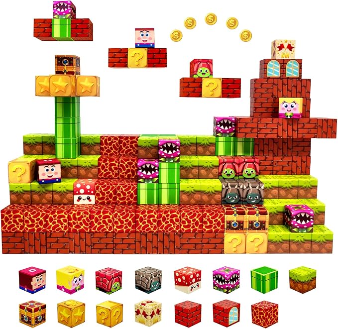 Magnetic Blocks Building Toys for Kids: 48PCS Magnetic Blocks for Kids Ages 4-8, 1" Magnet Cubes, STEM Sensory Toys for Boys & Girls, Christmas Birthday Gifts for Kid Ages 3+