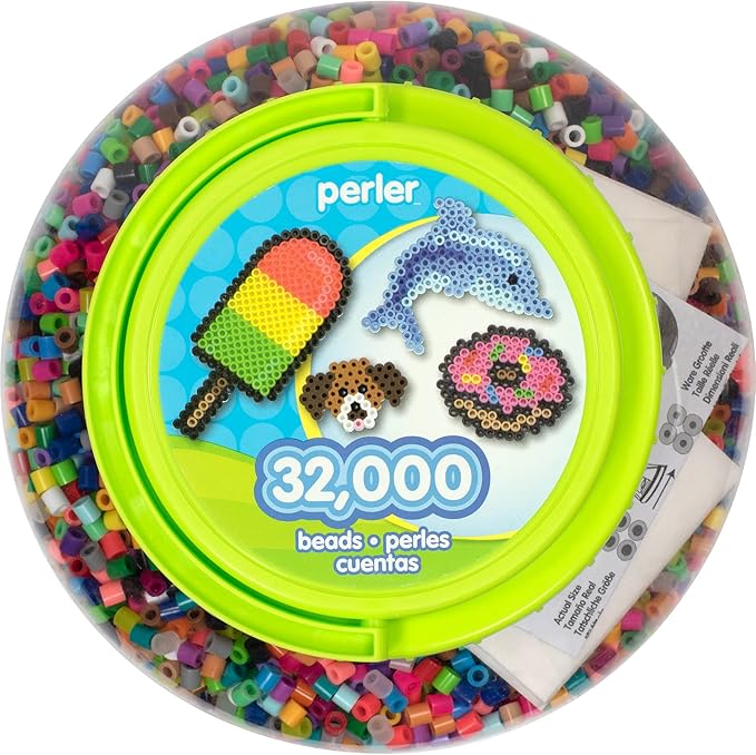 Perler Fuse Bead Craft Kit with Ironing Paper, Storage Container, and Instructions, Multicolor 32002 Piece, Small