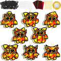QOUBAI 32 Sets Fall Owl Suncatchers Craft Kit DIY Window Stained Glass Effect Autumn Owl Paper Crafts Home School Classroom Decoration Kid Birthday Gift Creative Art Project Activity Game