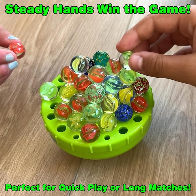 Funwares WobbleBall Marble Balance Game, 50 Marbles Included, Skill & Dexterity Games for Kids & Adults, Family Party Game for 1-4 Players, Ages 6+