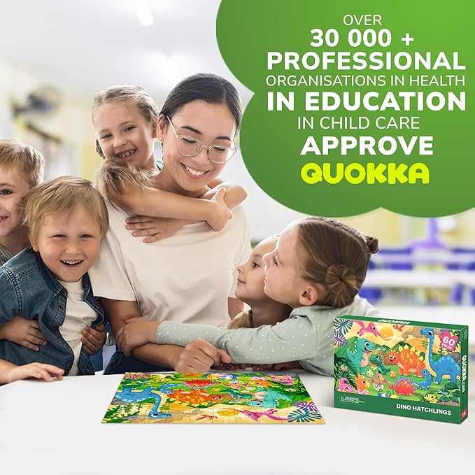 QUOKKA Puzzles for Kids Ages 4-6 – 60 Piece Jigsaw Puzzles for Toddlers Ages 3-5 with Dinosaurs – Quiet Time Toy for Preschoolers 2-4 – FSC Certified Educational Learning Game for Boys and Girls