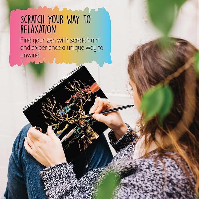 Animals Scratch Art Book for Adults - Colorful Animal Series Scratch Art | Scratch Painting Foil Art for Adults | Scratch and Sketch Animal Series Books | Foil Engraving Scratch Art (Animal Series)