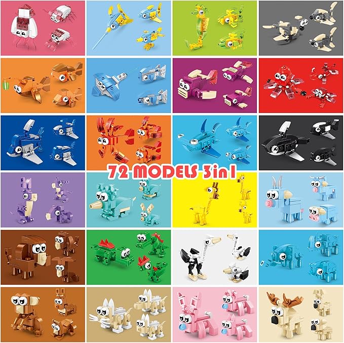 24 Pack Party Favors for Kids, 72 Animal Mini Block Sets， Classroom Goodie Bags, Carnival Prizes, Easter, Birthday Favors for Boys Girls Ages 6-12