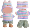 Clothes for 17cm Doll (NO Doll),Adorable Outfit ,Handcrafted Clothes Set for Dress Up ,Ropa Accessories Hat + Sweater + Pants (Rainbow + Cyan)