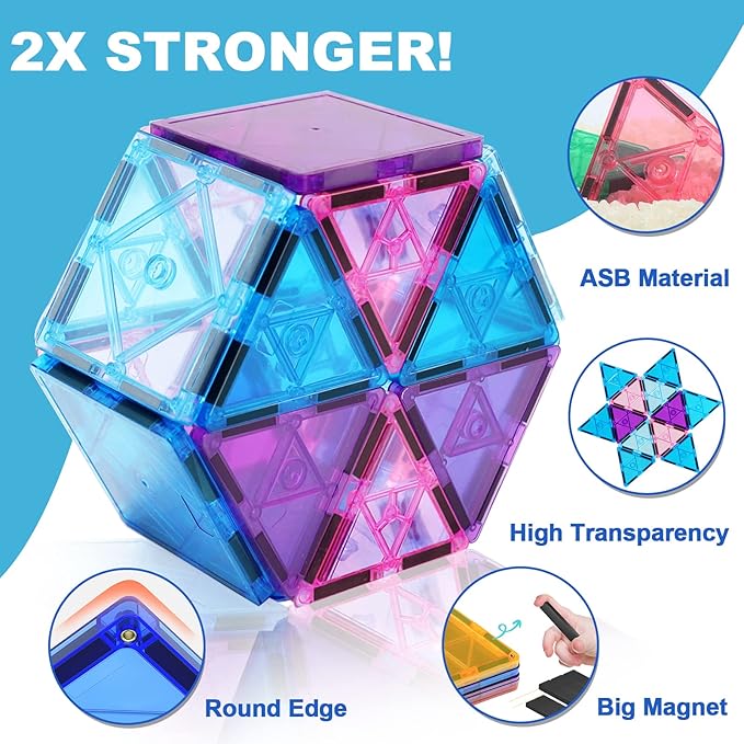 Magnetic Tiles Kids Toys for 3 4 5 6 7 8+ Year Old Boys Girls Toys Castle Princess Magnetic Building Blocks Educational Toddler Gifts Toy Age 2-4 5 6-8 Year Old Girl Boy Birthday
