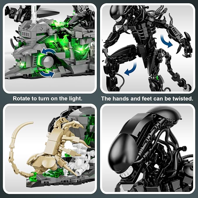 Xenomorph Action Figure Building Set Compatible with Lego Set for Adult Horror Gifts for Fans Birthday Christmas for Boys Girls Age 8-958 Pcs