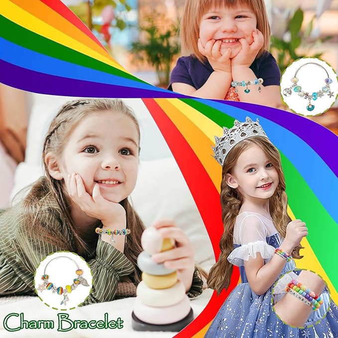 OCARDI Bracelet Making Kit,Art and Charms with Pony Beads&Clay Beads&Glass Seed Beads for Jewelry Making,Unicorn&Mermaid Crafts Birthday Christmas Gifts for Teen Girls,Toys for Teens