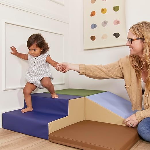 ECR4Kids SoftZone Little Me Corner Climber, Toddler Playset, Earthtone