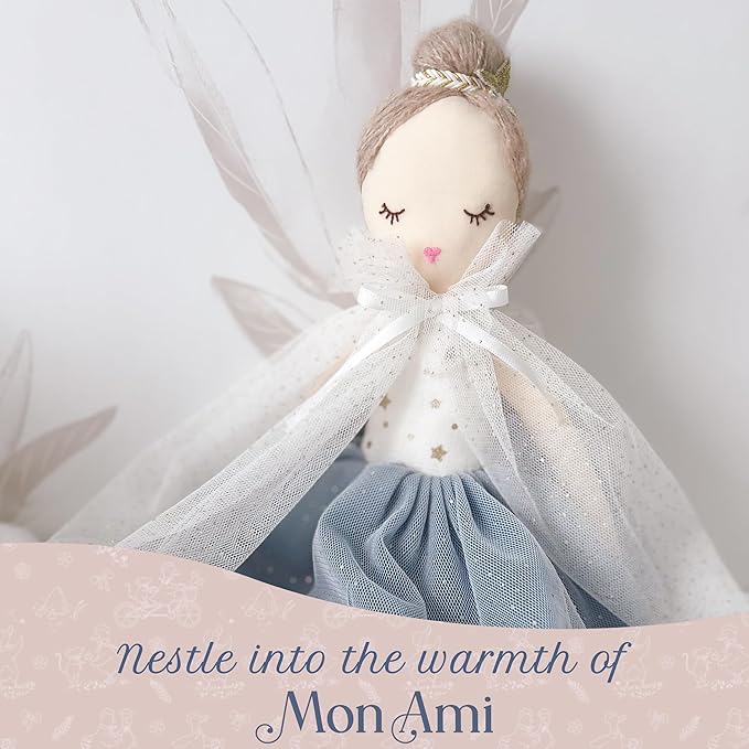 MON AMI Princess Doll Estelle – 15”, Soft & Elegant Stuffed Plush Princess Doll, Use as Toy or Room Decor, for Kids of All Ages