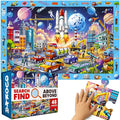 QUOKKA Floor Puzzles for Kids Ages 4-8 – 2x3 FT Giant Search and Find Educational Jigsaw – 48 Large Pieces – Above and Beyond Observational Scene – Fun Montessori Learning Activity with Gift Box
