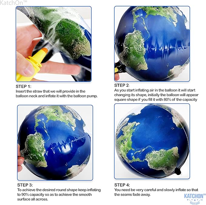KatchOn Globe and Galaxy Balloons - 22 Inch, Pack of 6 | Earth Day Decorations | World, Planet Balloons for Travel Themed Party Decorations
