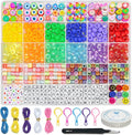 LIS HEGENSA 1000 Pcs DIY Childrens Crafts Beads Friendship Bracelet Kit, with Pony Beads Letter Beads and Bracelet Making Kit, Colorful Charms, Used for Custom Necklace Bracelets and Jewelry Decor